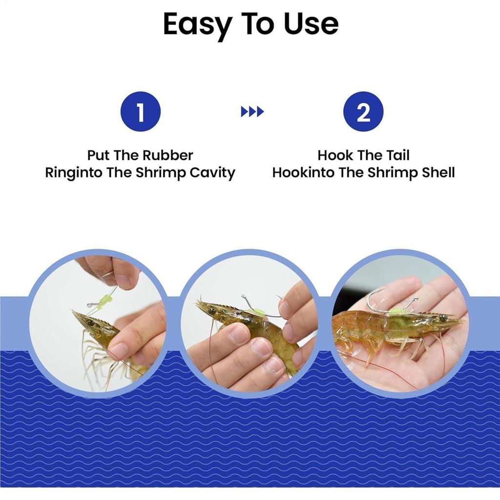 10pcs Shrimp Walker Luminous Bait Holder Carbon Steel Fishing Hooks Barbed Bait holder With Hole For Catfish Bream Trout Bass