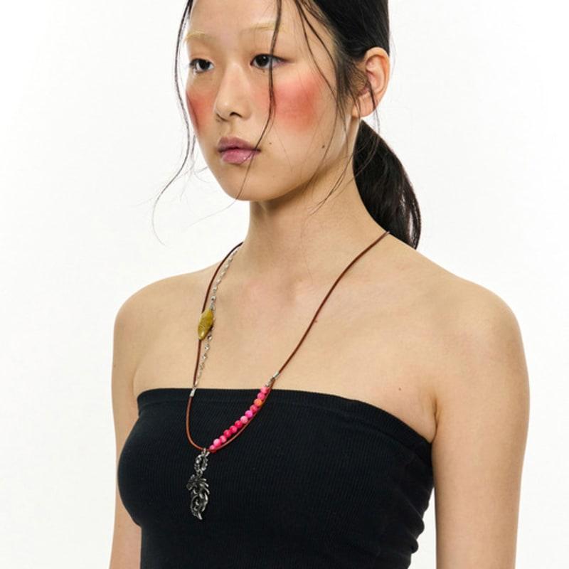 KIMZISU Stone Combi Necklace - Dragon _ BROWN