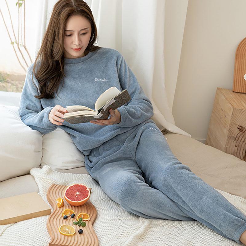 Fairy Warm Coral Fleece Women's Suit: Cozy Outdoor & Home Wear, Loose-Fit Lazy Style