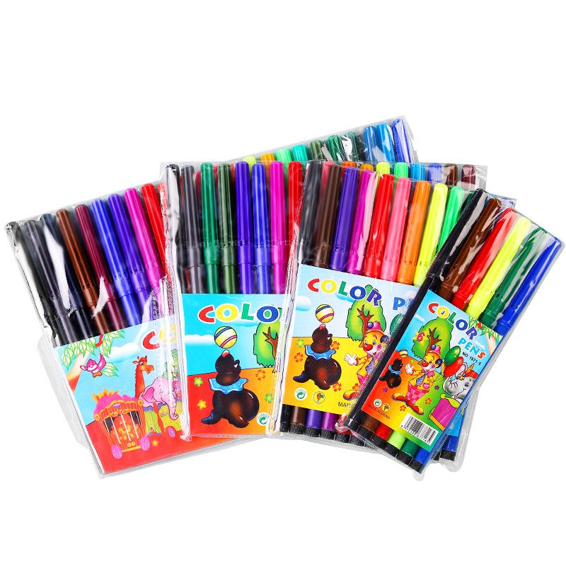 24-Color Washable Water-Soluble Watercolor Pen Set for Kids and Kindergarten Students