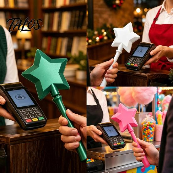 Desktop Photo Display Stand Christmas Tree Payment Wand, Novelty Tap Pay Telescopic Star Gift for Shop Owner Wand Card Holder, Fun Accessory Receipts