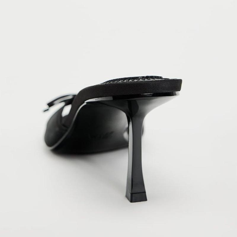 2025 Elegant High Heels Sandals Women Thin Open-toe Slippers Summer Lightweight Lace Dress Sandals Slides Zapatos De Mujer 35-42