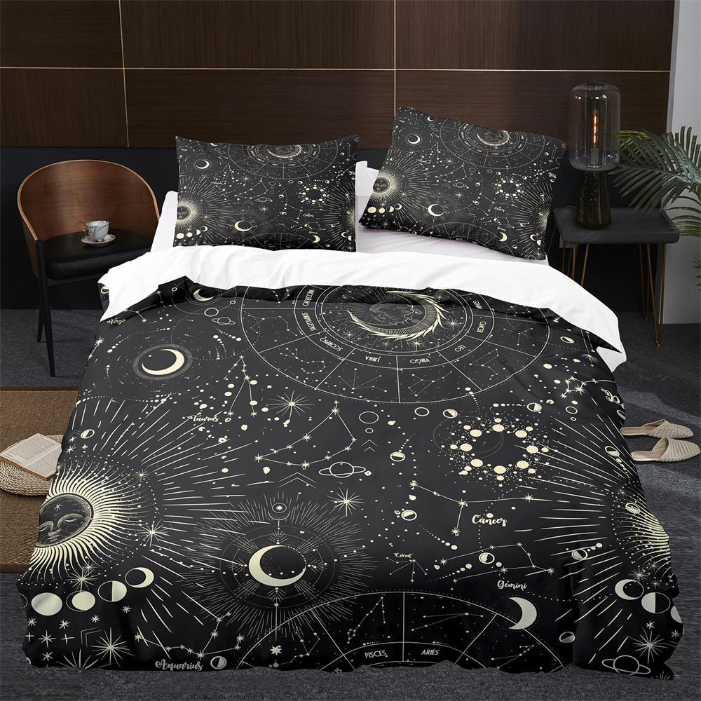Sun Moon King Queen Duvet Cover Boho Magic Style Bedding Set For Teens Adults Golden Exotic Tribe 2/3pcs Polyester Quilt Cover