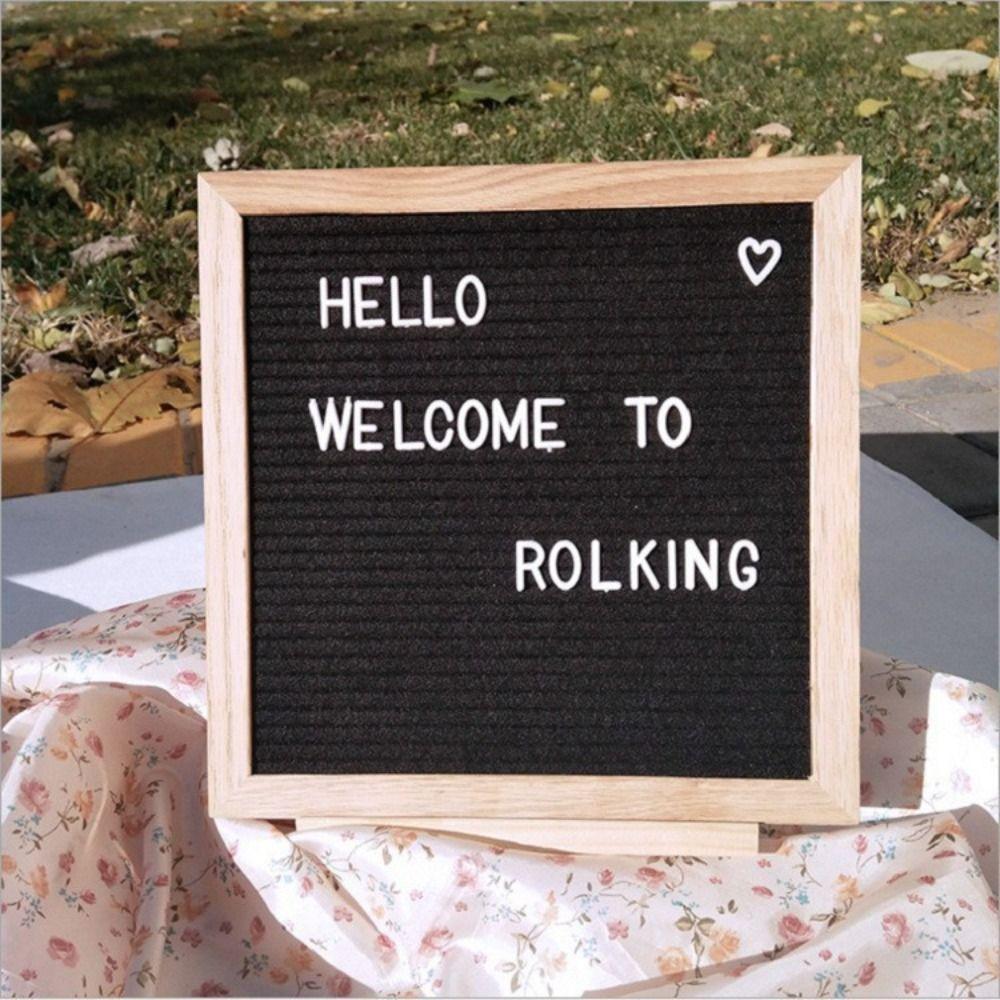 Durable Wooden Letter Message Board Changeable Symbols 10x10 Inch Felt Letter Board Home Decorations Blackboard Home