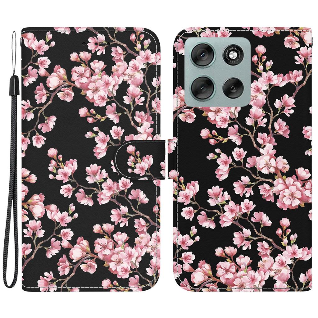 For Motorola Moto G56 5G Wallet Phone Case Anti-Drop Pattern Printing Leather Flip Cover with Strap