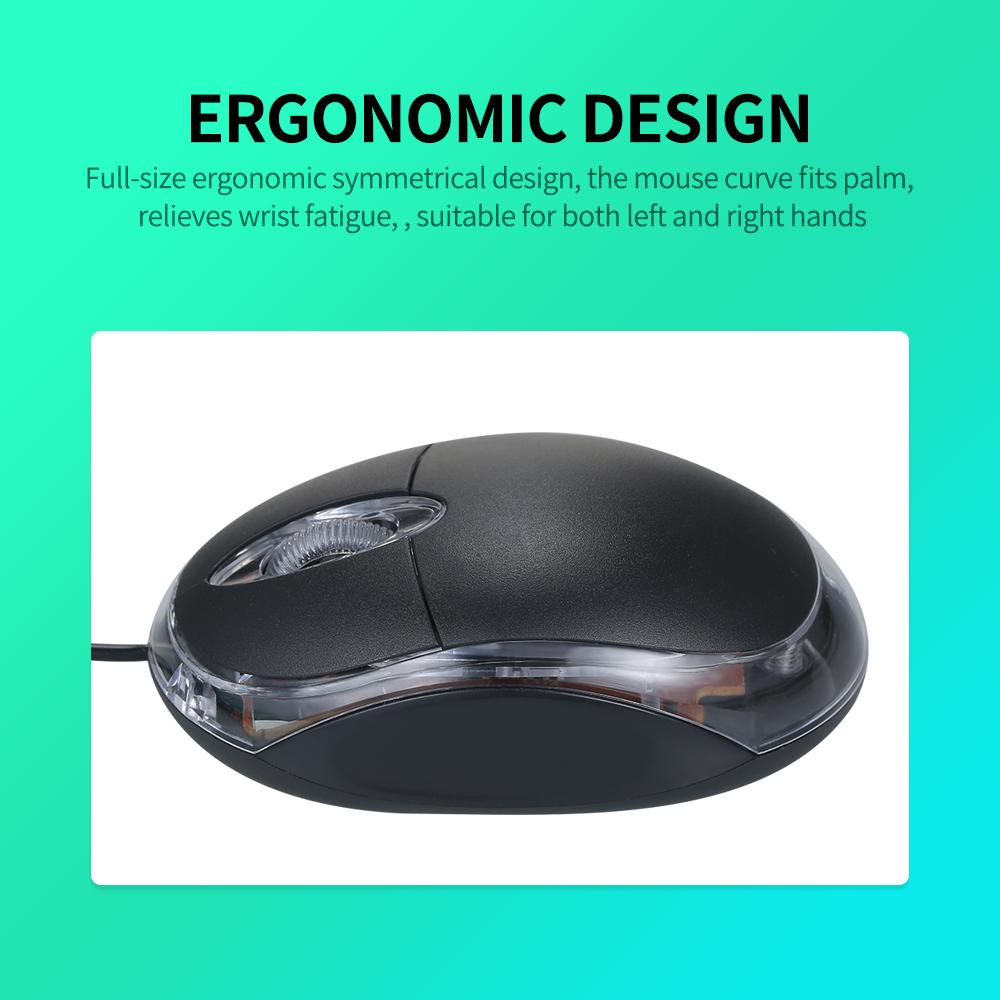 USB Wired Optical Full size Office Ergonomic Symmetrical Mice Plug and Play for Desktop Computer Laptop