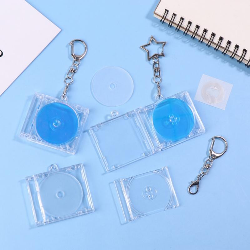 Acrylic Disc Album Pendant Keychain Blank Disc Box Keychain Suitable For Keychain Backpack Pendant Chain Clip Keychain