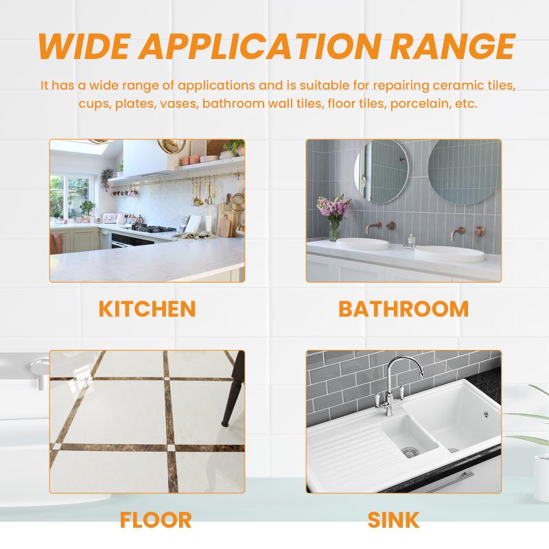 Ceramic Repair Paste Tub Tile & Shower Porcelain Repair for Crack Chip Ceramic Bathroom Tub Floor Ceramic Repair