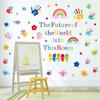 Colorful Handprint Wall Stickers Splash Water Rainbow Classroom Children's Room Starts School Season
