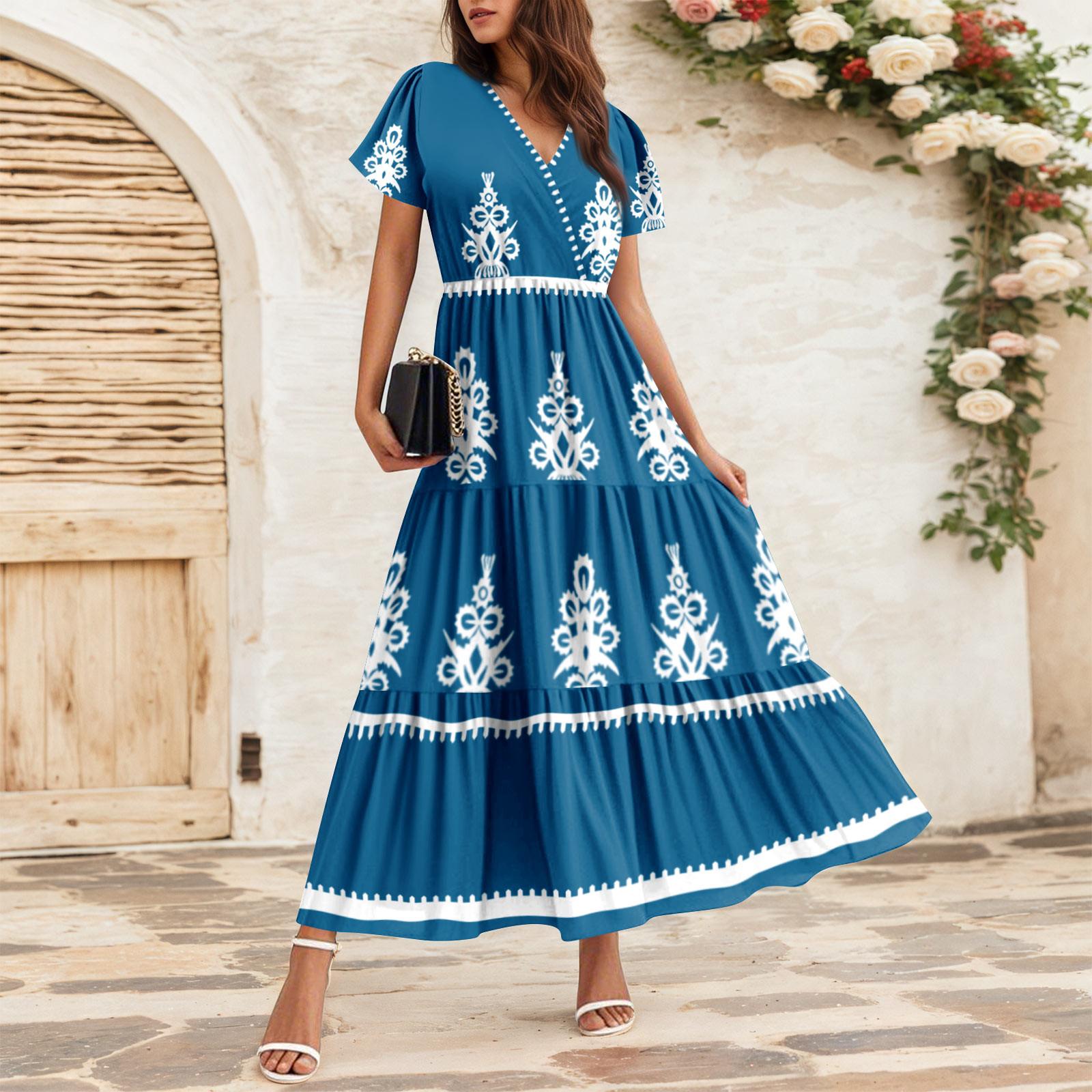 

Женские струящиеся платья Женские летние платья Повседневные платья макси с коротким рукавом Официальные платья макси XL