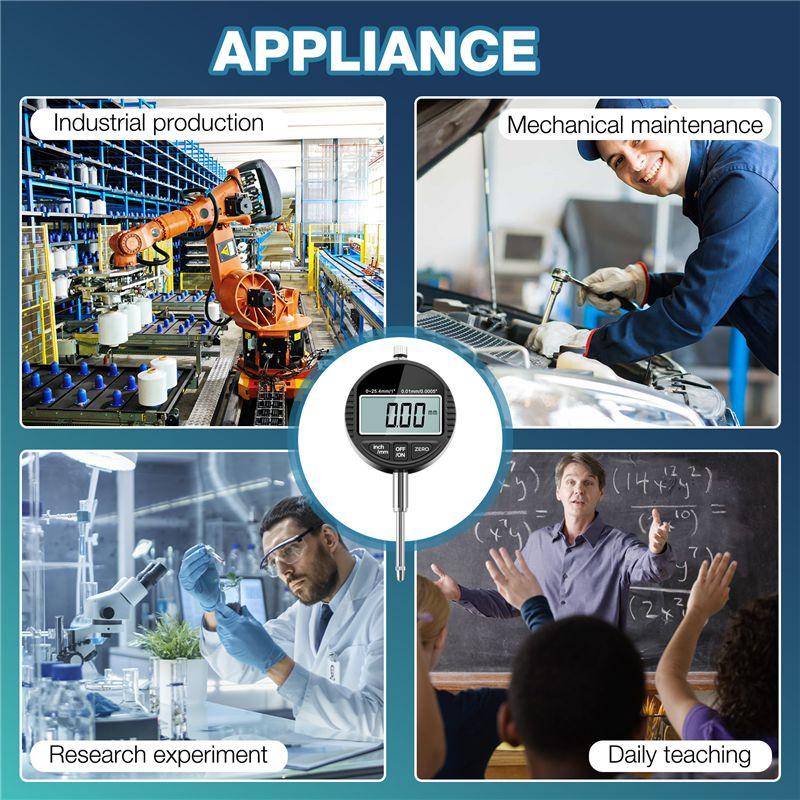 Digital Dial Indicator DTI 0.01Mm/.0005" Range 0-25.4Mm/1" Clock Gauge