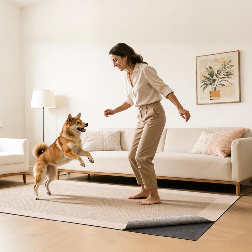Rug Pad 2.74 x 3.66 m, Non-slip Carpet Area Pad, Rug Mat Padding with Dual Surface Felt Cushion & Rubber Gripper, Hardwood Floor Protection for All