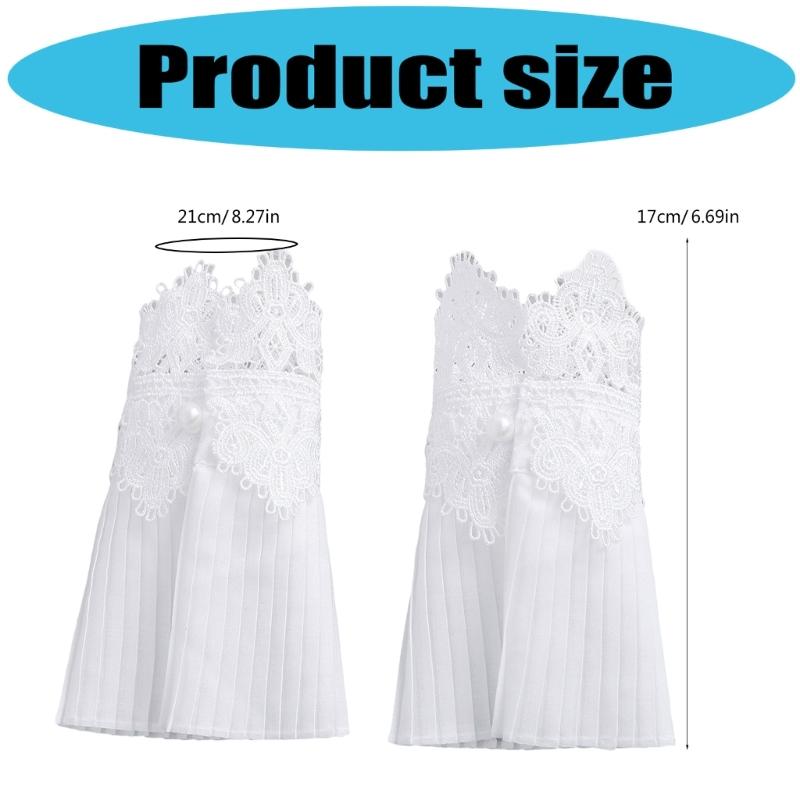 Embroidery Flower Wrist Cuffs Arm Sleeves Ruffled Design Multiuse Armwear Decorative Sleeves For Office Casual Outfit