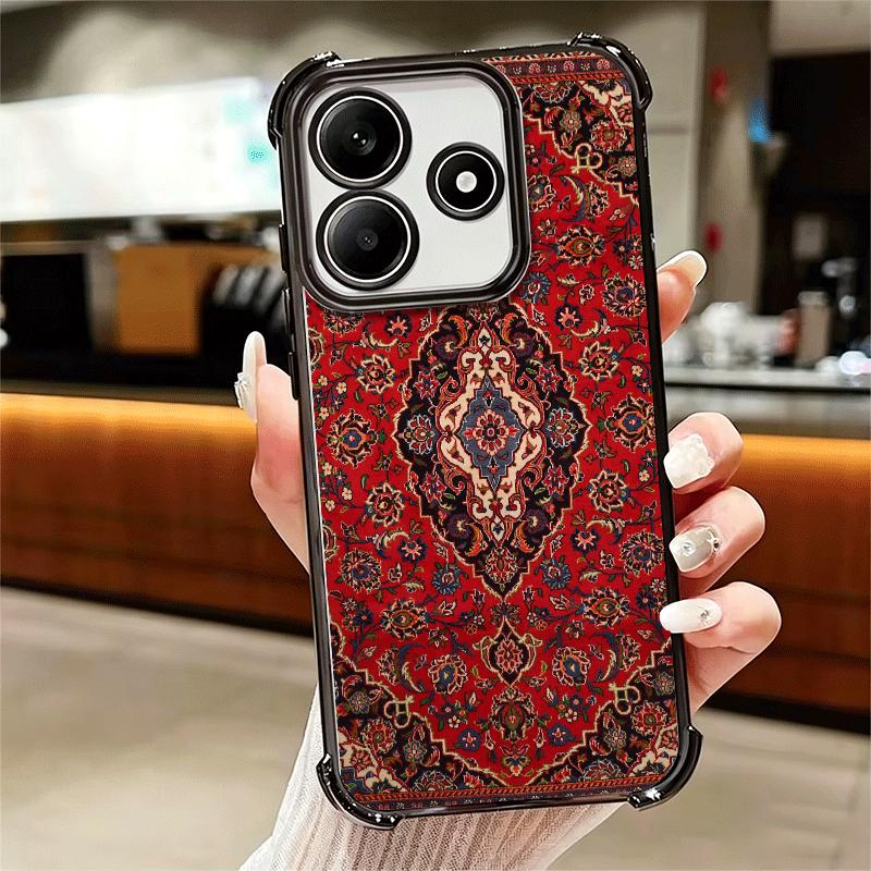 Persian Carpet Floral Pattern Soft Phone Case For Xiaomi Redmi Note 14 15 Pro Plus 13 12 11S 11T 5G 10 9S 9 Plating Anti-Fall Fu