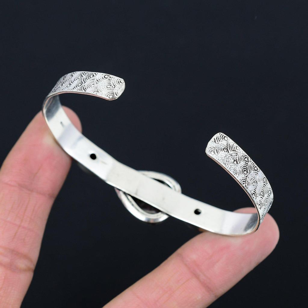 Pear Coconut Jasper Gemstone Garnet 925 Sterling Silver Daughter Bangle Bracelet