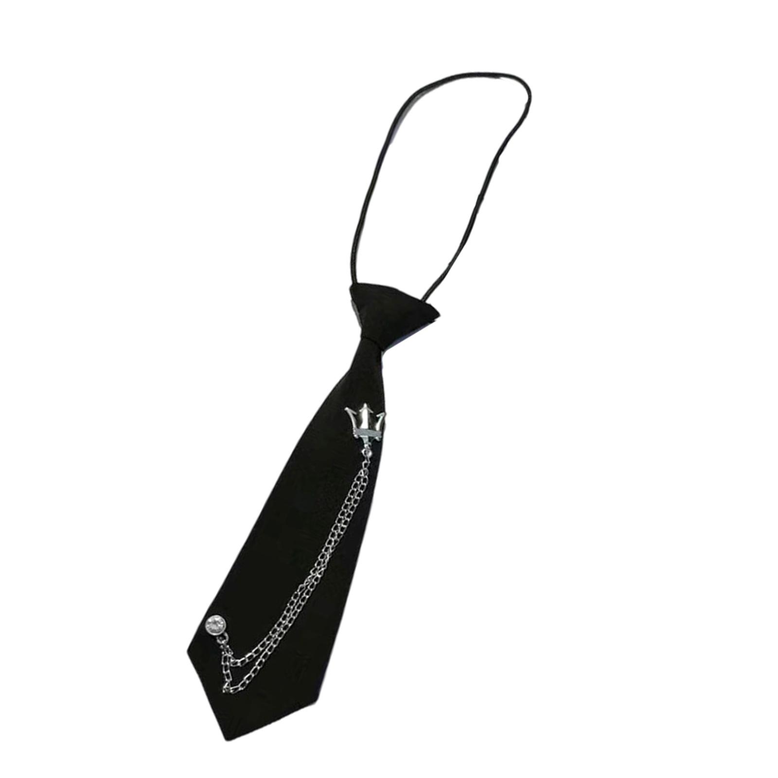 

Галстук в стиле кампуса с металлической короной, цепочкой, галстуком-цепочкой, студенческой формой, регулируемым предварительно завязанным шейным галстуком, воротником рубашки, шейным платком чёрный
