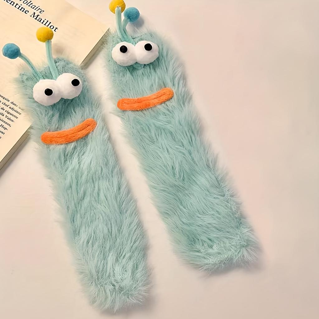 Cute Plush Socks - Soft Warm Winter Socks with Cartoon Design, Hand Washable, Multi-Color, Cozy Indoor & Outdoor Footwear