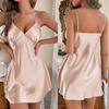 Women's Silk-Like Strapless Dress Sexy Backless Nightgown Loungewear