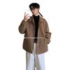 Men’s Gray Turn-Down Collar Wool Coat - Autumn Korean Style, Loose Fit
