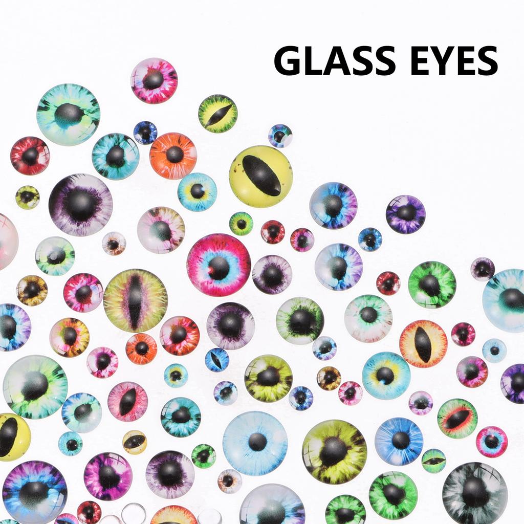 30/60Pcs 6-16mm Animal Glass Eyes Round Eyes Half Round Dragon Eyes 5 Sizes Mini Animal Eyes Cabochons for Art Doll Props Making