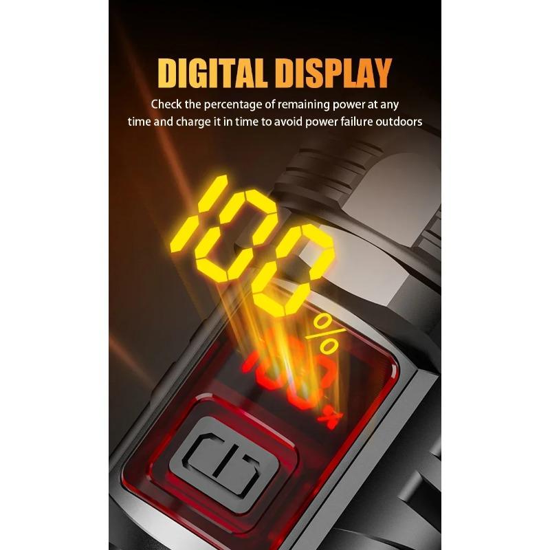 FLSTAR FIRE Strong Light Flashlight Type-C Charging Telescopic Zoom Long Range White Laser Lantern Home Outdoor Camping Torch