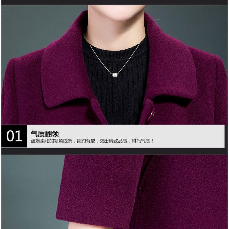 Mother's Plus Size Woolen Coat Middle-aged Elderly Women's Lapel Thickened Top