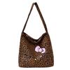 New trendy leopard print large-capacity tote bag versatile shoulder messenger bag, student class canvas trendy bag