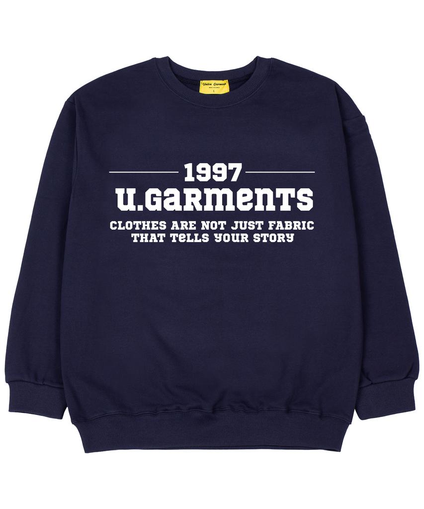 UNION GARMENTS One Line Garments French Terry Oversized Sweatshirt Navy