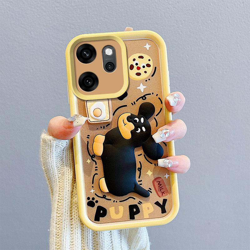 KEYSION Shockproof Case for OPPO Reno14 F 5G with Lanyard Soft Silicone Cute 3D Cartoon Doll Phone Cover for OPPO Reno 14F 5G