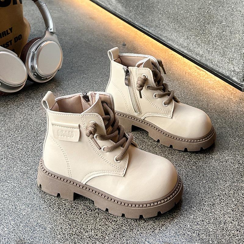 Autumn Anti Slip Martin Boots Small Leather Boots Fashionable British Style Mid Top Boots Men's and Girls' Fashion Boots Korean Version Pocket