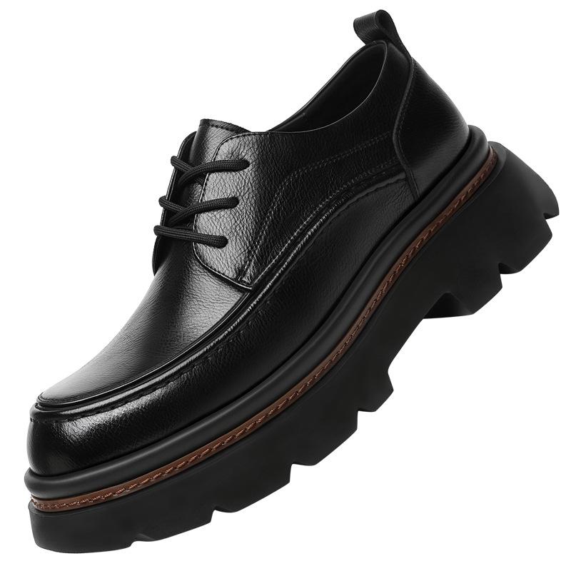 Inner Heightening Leather Shoes Men's 10cm New Thick-soled Big Head Business Leisure Heightening Men's Shoes for Commuting To Work Men's Leather Shoes