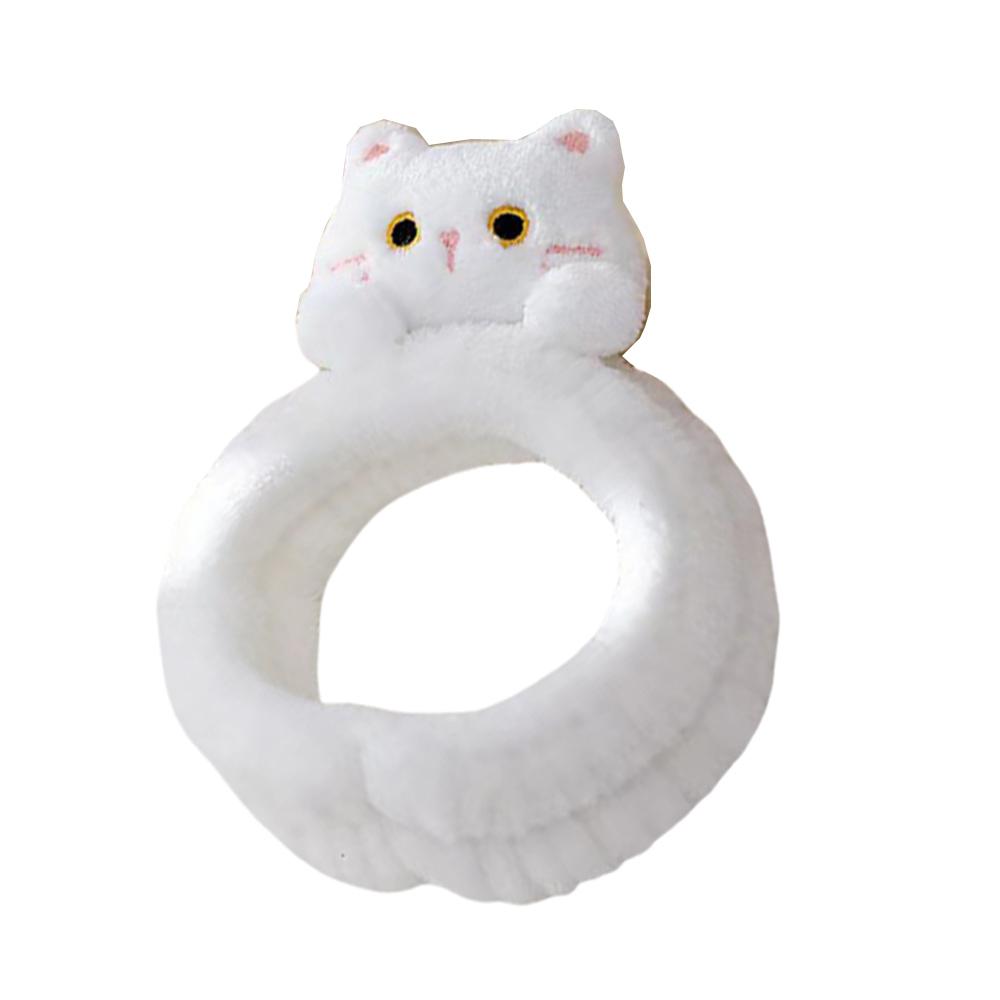 Cute Coral Fleece Head Bands Elastic Cartoon Cat Makeup Wash Face Hairbands Soft Traceless Facial Spa Headwear Hair Accessories