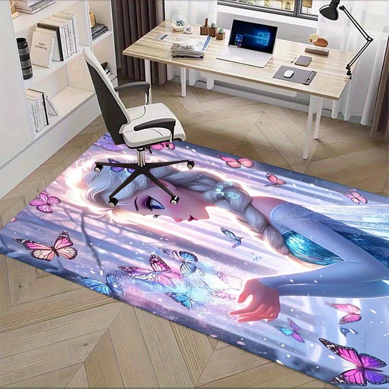 1pcOffice Carpet, Desk Mat, Gift for Home Decor, Elsa Inspired Butterfly Design, Soft and Comfortable Rug for Under Chairs