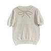 Women's Solid Color Bow Rhinestone Slim Fit Short Sleeve T-shirt Summer Casual Top for European American Cross-border