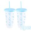 2/20pcs 24oz Reusable Party Cups with Straw & Lid Cute Bow Plastic Tumblers for Cold Drinks Home Office Outdoor Use Summer Gift