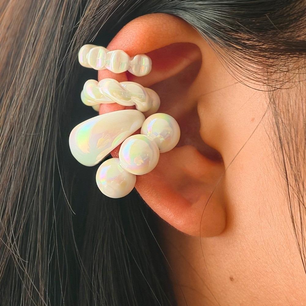 4Pcs/Set Star C-ring Threadless Ear Cuffs Colorful Ear Bone Clips Set Clip On Earrings Party