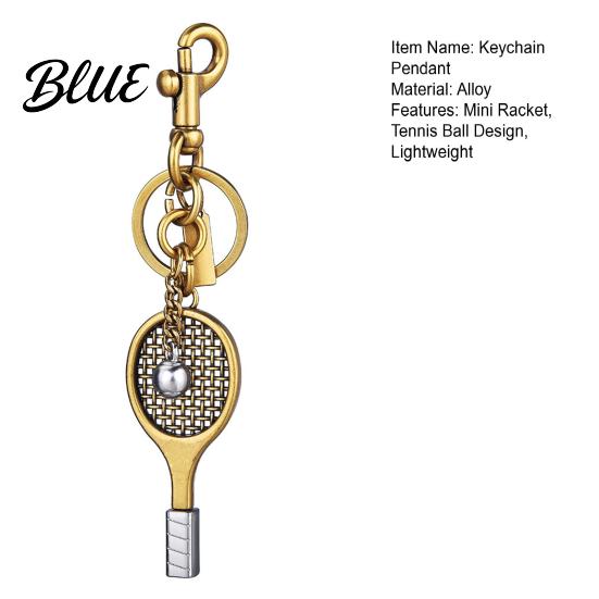 Tennis Keychain Pendant Sports Style Mini Racket Ball Engraved Design