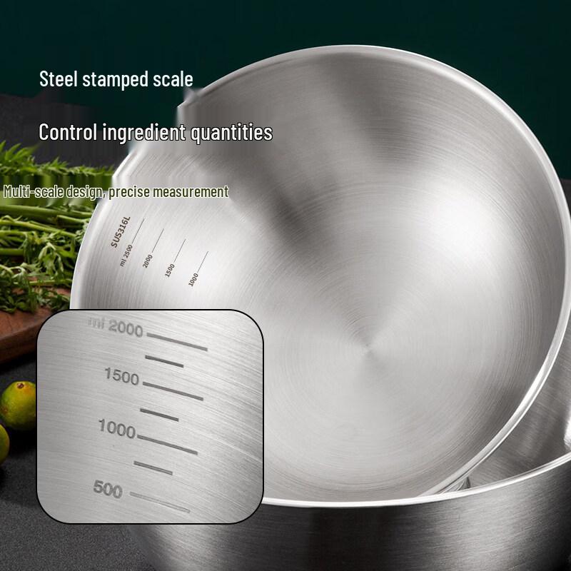 ZISIZ Food Grade 316 Stainless Steel Mixing Bowl