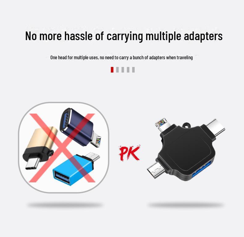 3-in-1 Multi-Function OTG Adapter: USB 3.0, Type-C, and Apple-Compatible for Android Phones