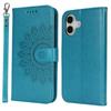For iPhone 16 Stand Case Textured Leather Wallet Phone Cover with Strap