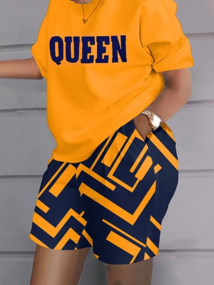 Casual Top & Shorts Set Sets Casual Short Sleeve Tshirt Outfit Women Summer Gradient 3D Print Pocket Short Sets Suit Female T Shirt Shorts