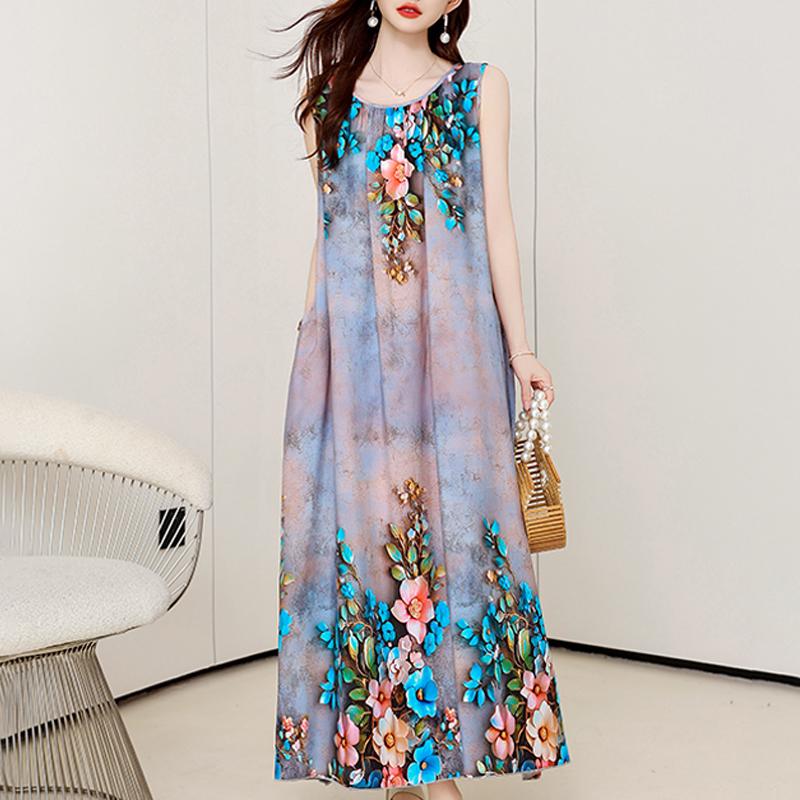 Elegant Summer Women's Summer Dress Casual Sleeveless Long Dresses Plus Size Woman Clothing