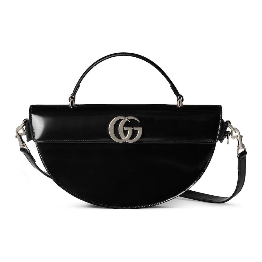 

Gucci Застібка-замок з логотипом Блискуча шкіра Напівмісяць Плечова Сумка-кросбоді Маленька Жіночі сумки Чорний 805815-AADVW-1000 Box(Basic Set+Box)