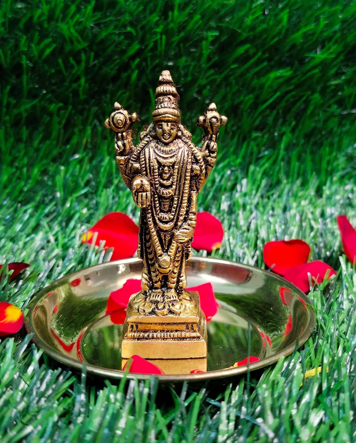 100% Pure Brass Tirupati Bala Ji Idol, Venkateshwara Murti At Home, Gold Idol