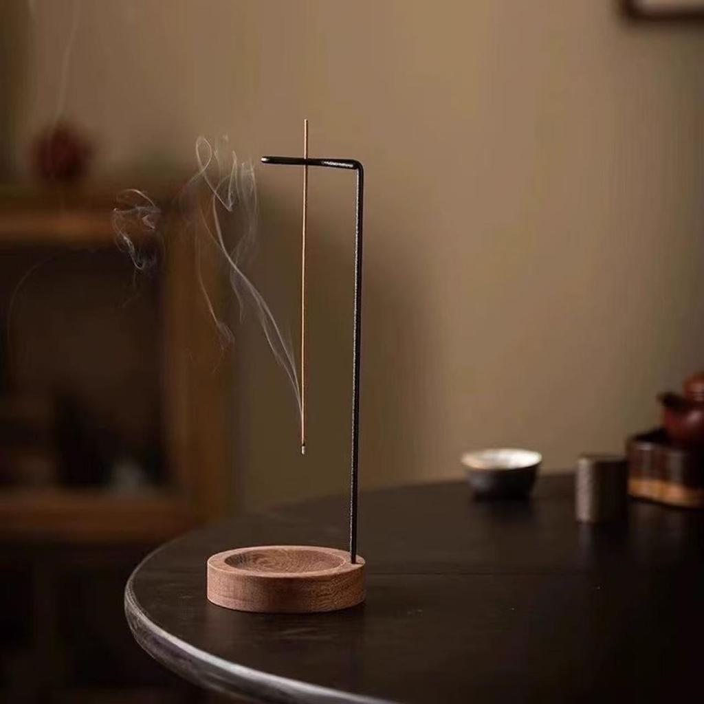 Zen Style Hanging Incense Burner - Japanese Tea Ceremony Sandalwood Holder for Sticks and Line Incense, Indoor Aromatherapy Stand