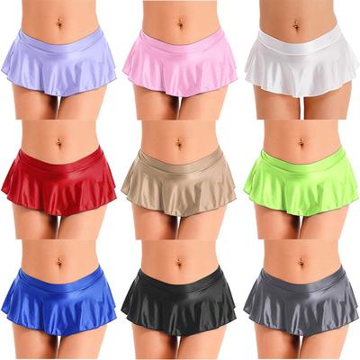 Sexy sukně Dámská Pole Dance Klubová Párty Mini sukně Lesklá volánková sukně