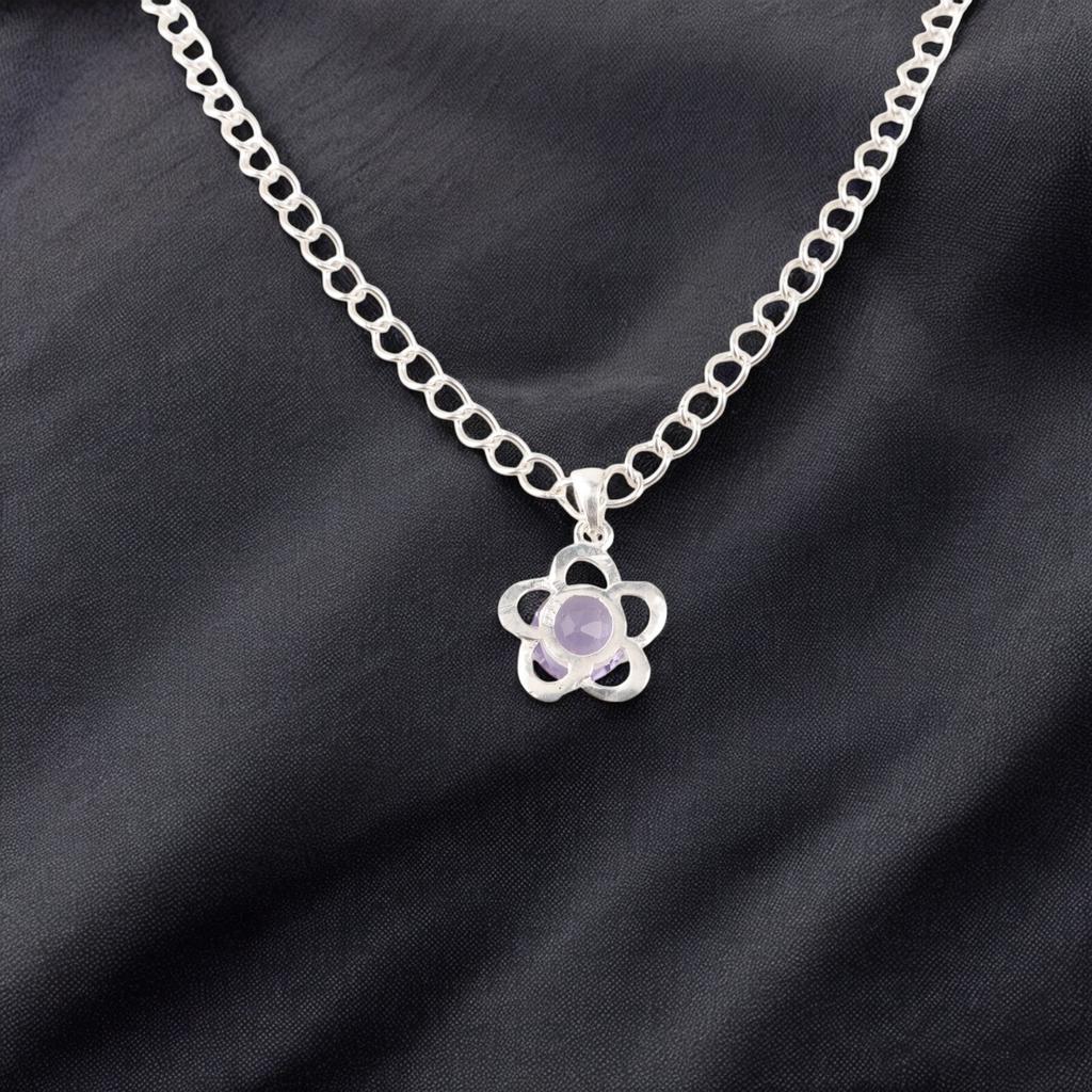 Purple Iolite Gemstone 925 Sterling Silver Boho Jewelry Chain Pendant For Gift CP-27-14