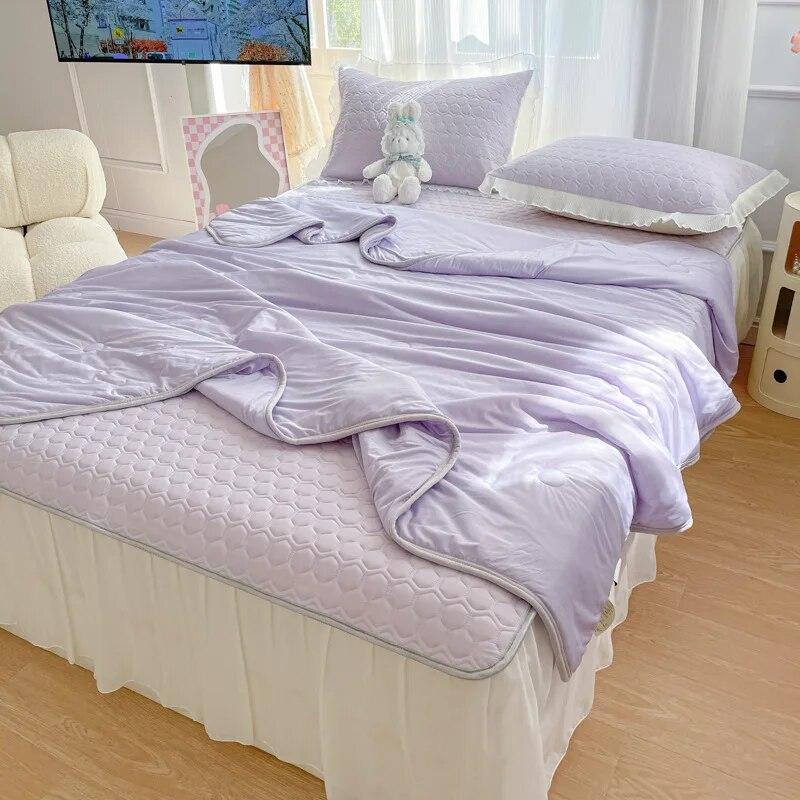 Letnia Cienka Kołdra Chłodna Pościel z Falbaną i Poszewką na Poduszkę Zestaw Pościeli Rozmiar Queen Kołdra Ochraniacze na Materac Pokrowce Narzuta