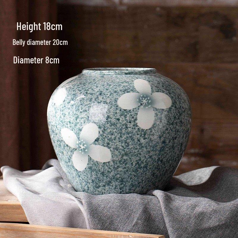 Hand-Carved Ceramic Cylindrical Decorative Vase