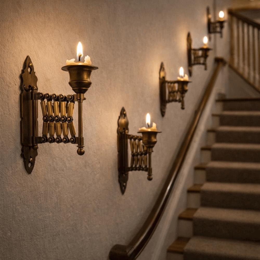 Vintage Wall-Mounted Candlestick Adjustable Metal Candle Holder Candle Bracket  Gifts